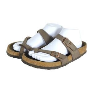 Birkenstock Women's Mayari US8 EU39 Birkibuc Mocha Brown Strappy Slide sandals